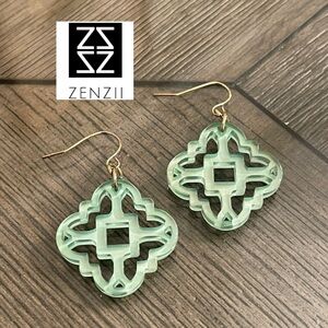ZENZII Modern Mosaic Acrylic Resin Drop Dangle Earrings Mint Geometric Earrings